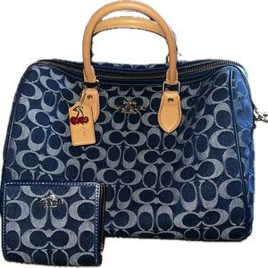 Coach Outlet Denim and Cherry tag Large Rowan